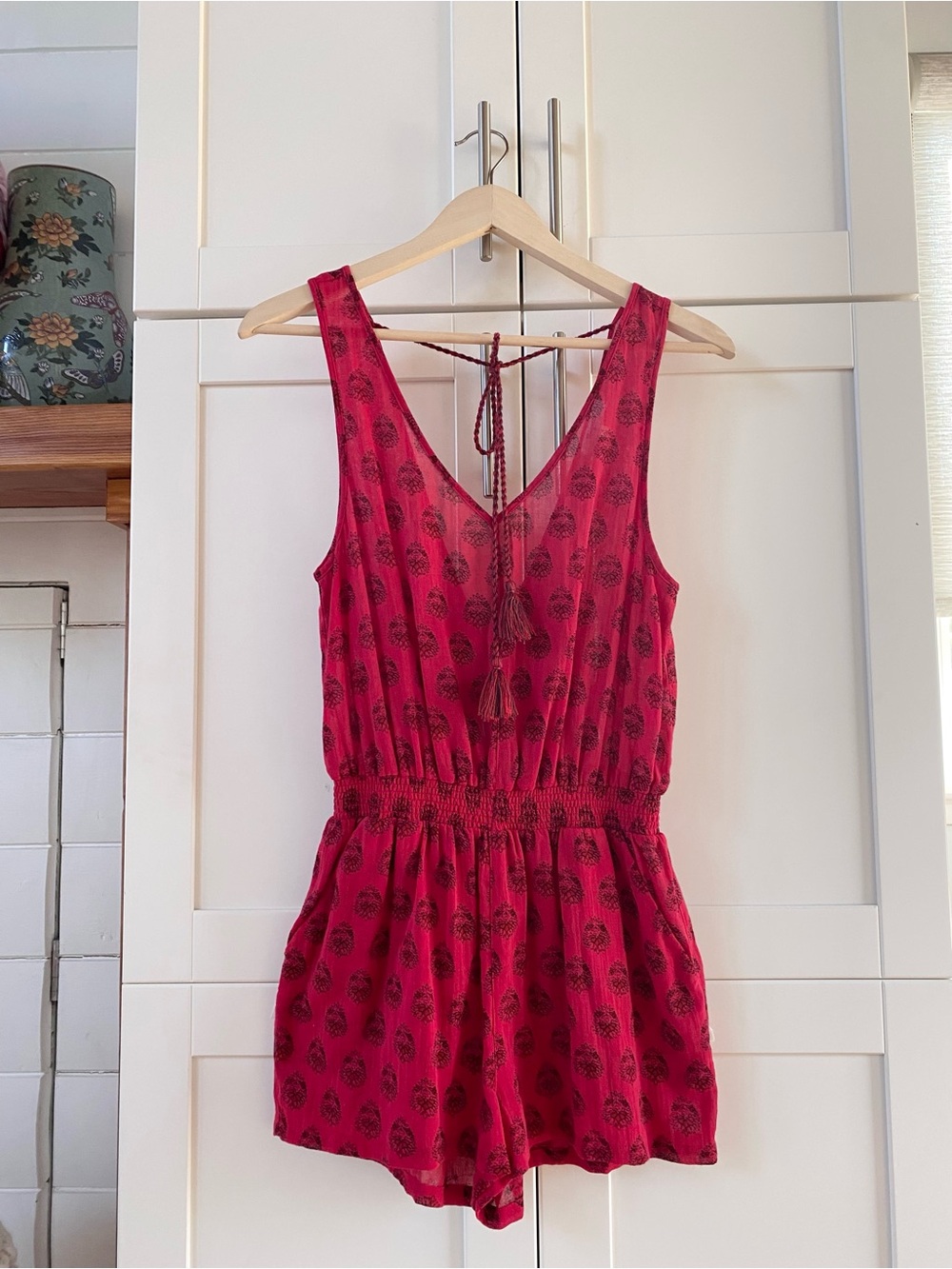 Madewell Romper With Back Tassles & Pockets